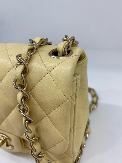 Chanel Mini Square Classic Flap Pastel Yellow GHW