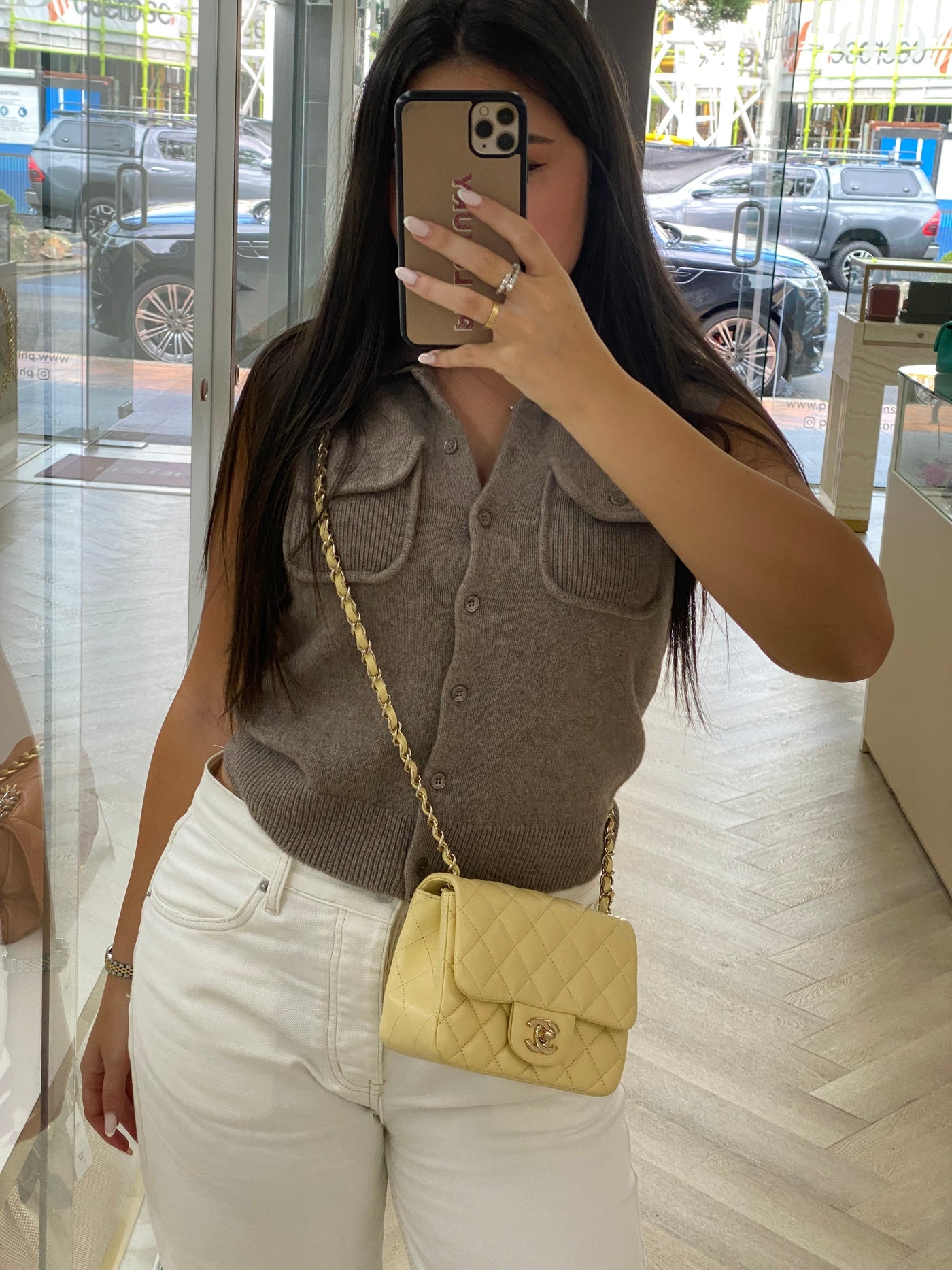 Chanel Mini Square Classic Flap Pastel Yellow GHW
