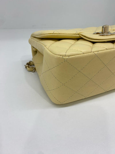 Chanel Mini Square Classic Flap Pastel Yellow GHW