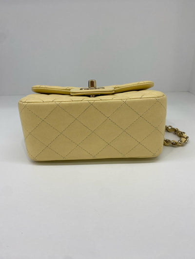Chanel Mini Square Classic Flap Pastel Yellow GHW