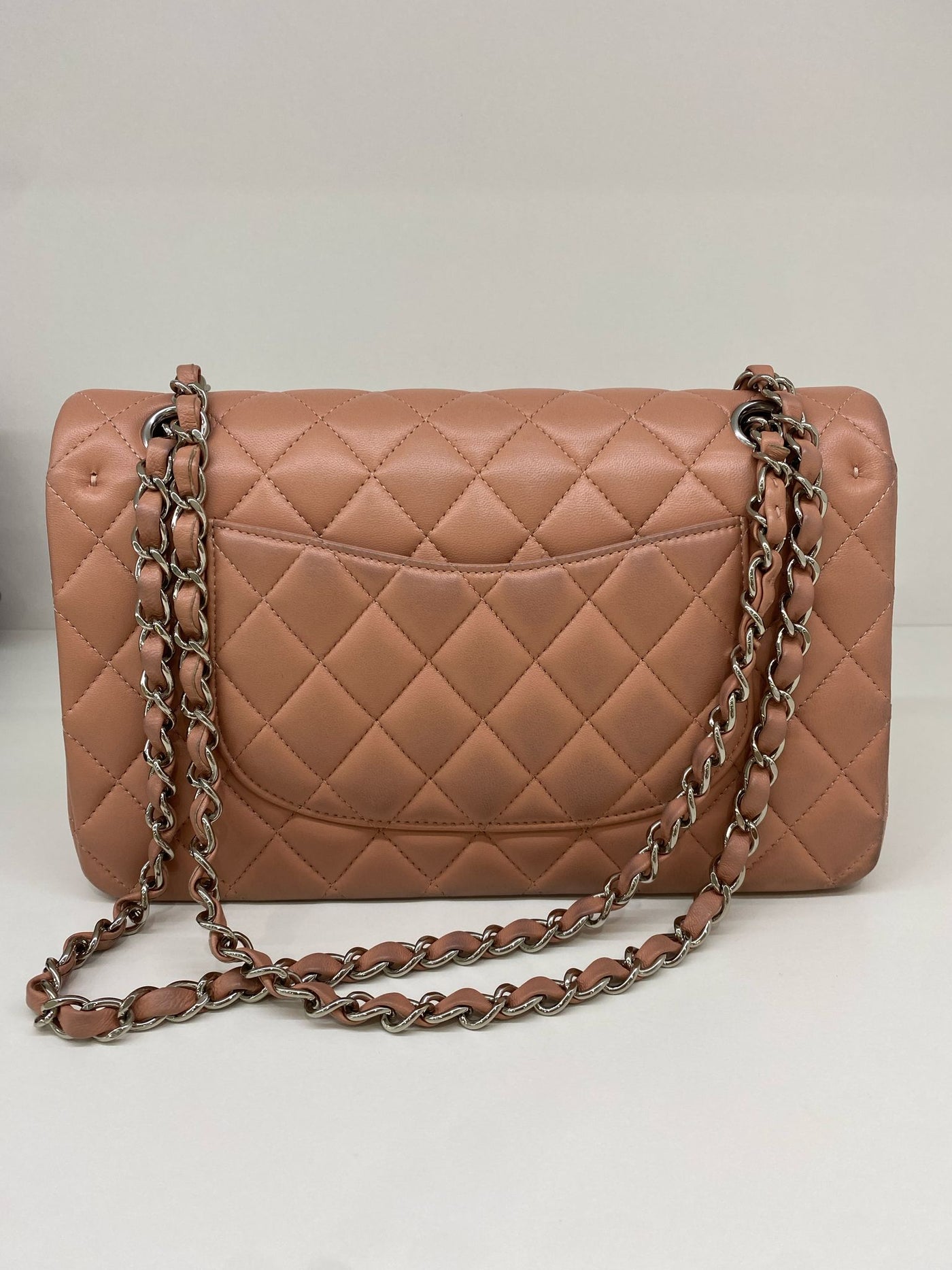 Chanel Classic Flap Salmon Lambskin Medium SHW - Microchipped