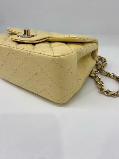 Chanel Mini Square Classic Flap Pastel Yellow GHW