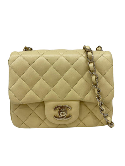 Chanel Mini Square Classic Flap Pastel Yellow GHW