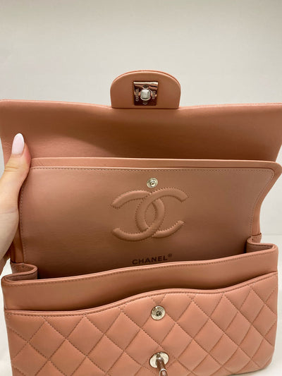 Chanel Classic Flap Salmon Lambskin Medium SHW - Microchipped