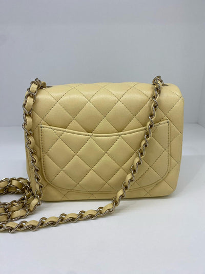 Chanel Mini Square Classic Flap Pastel Yellow GHW