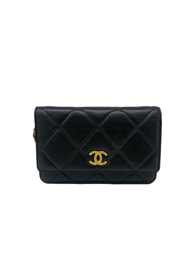 Chanel Black WOC Lambskin Strap Detail GHW