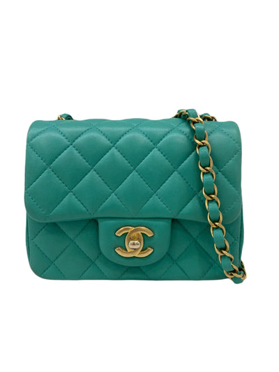 Chanel Mini Square Classic Flap Emerald Green GHW