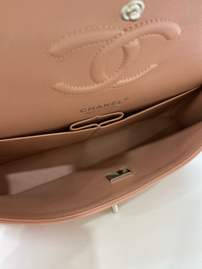 Chanel Classic Flap Salmon Lambskin Medium SHW - Microchipped