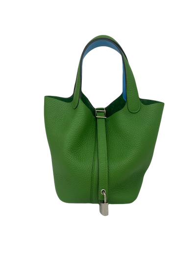 Hermes Picotin 18 Vert Yucca/ Celeste PHW
