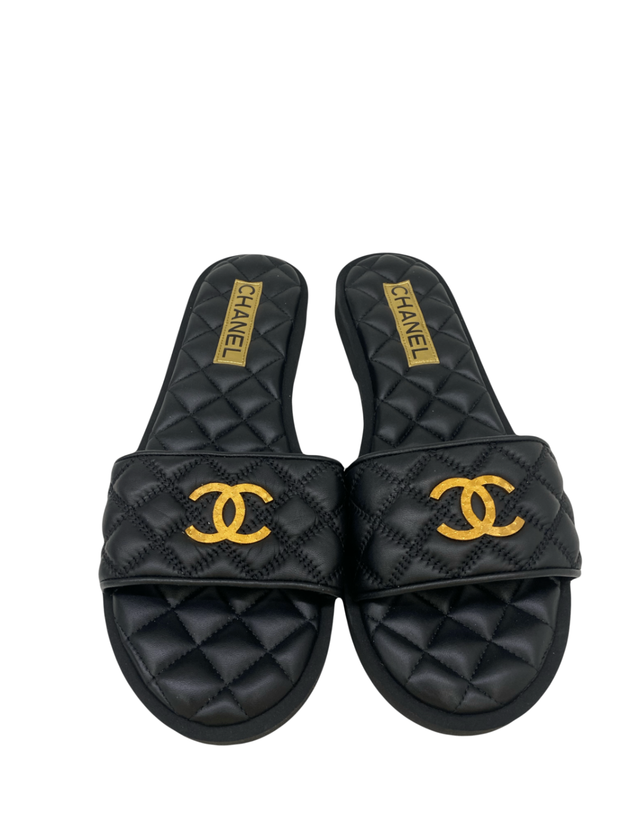 Chanel Sandals Black and Gold