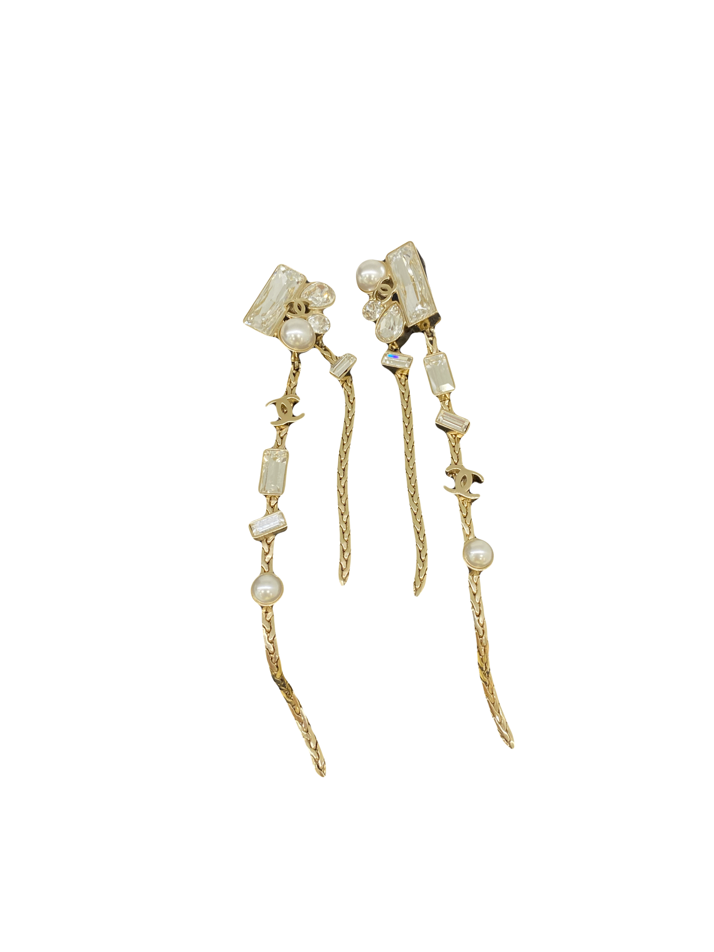 Chanel Earrings Gold, Pearlescent White