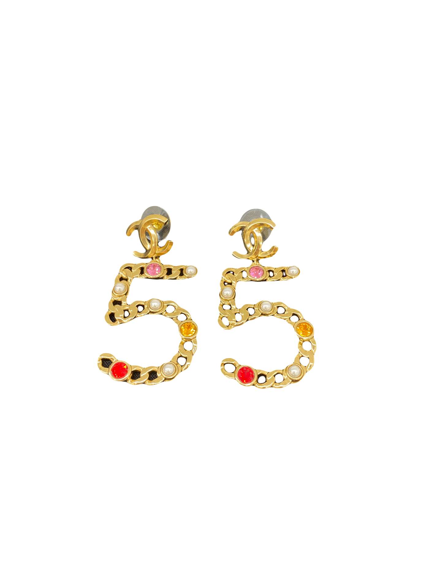 Chanel Earrings Gold, Pink, Red, White, Orange