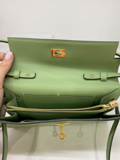 Hermes Kelly To Go Vert Criquet GHW