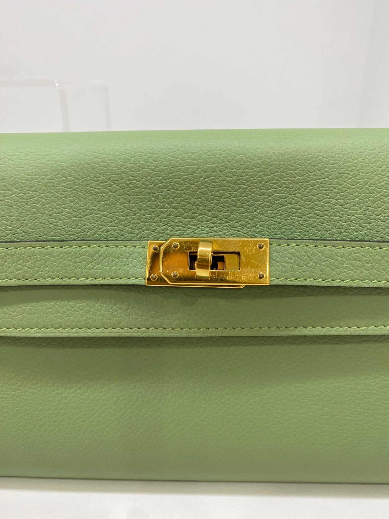 Hermes Kelly To Go Vert Criquet GHW