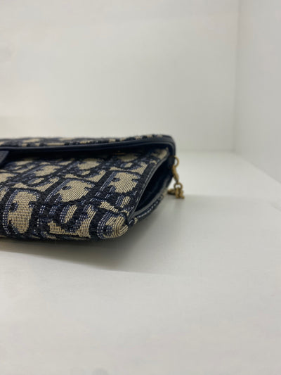 Dior Clutch Bag Beige and navy blue
