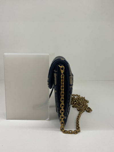Dior Clutch Bag Beige and navy blue
