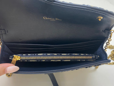 Dior Clutch Bag Beige and navy blue