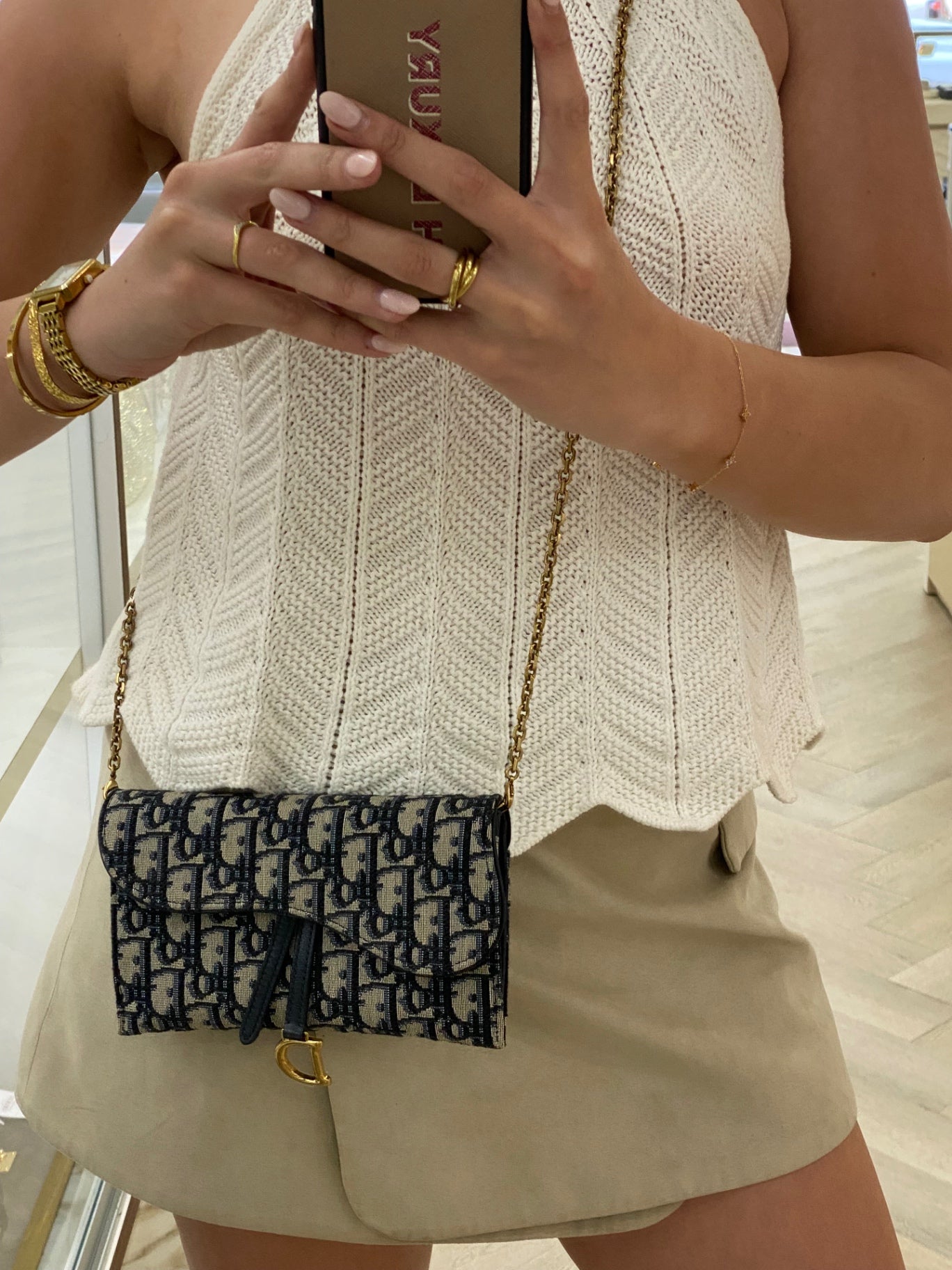 Dior Clutch Bag Beige and navy blue
