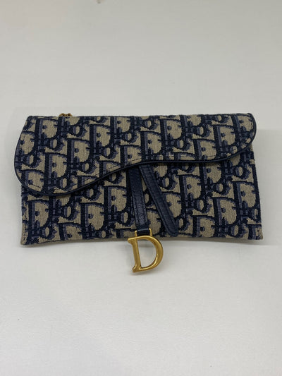 Dior Clutch Bag Beige and navy blue