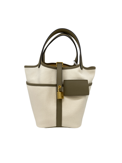 Unknown Handbag Beige and olive green