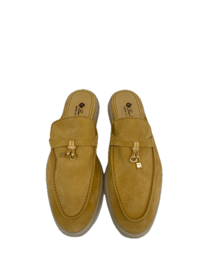 Loro Piana Charms Walk Babouche Suede Yellow Size 38 1/2