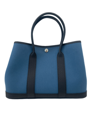 Hermes Garden Party 30 PHW Noir Bleu Tempete