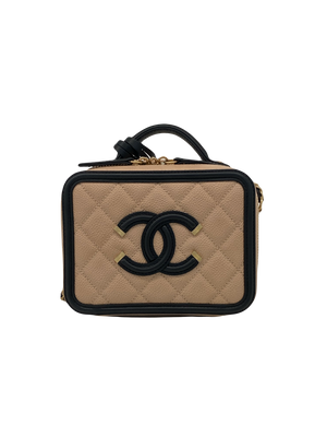 Chanel Handbag Small Beige and Black GHW