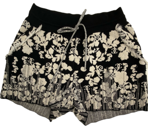 Chanel Black And White Floral Shorts