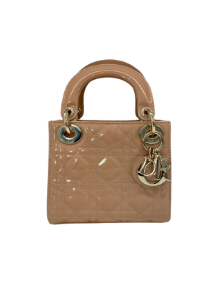 Dior Lady Dior Mini Patent Leather Beige CGHW