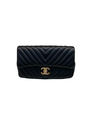 Chanel Chevron Flap Small Black Lambskin CGHW