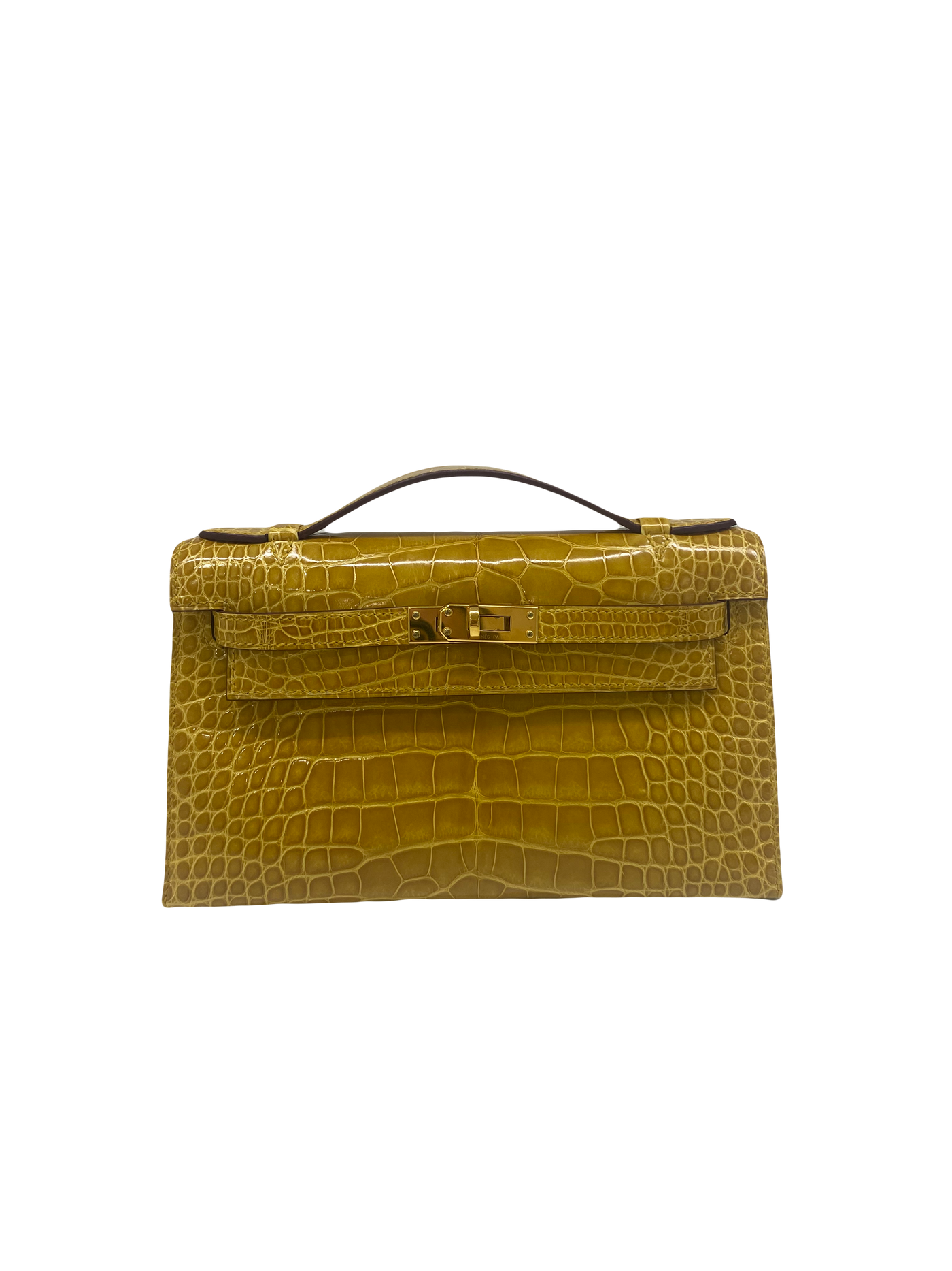 Hermes Kelly Pochette Amber GHW Shiny Alligator 2018 PH Luxury Consignment