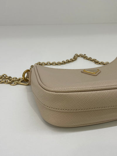 Prada Re-edition Mini Shoulder Bag Beige GHW