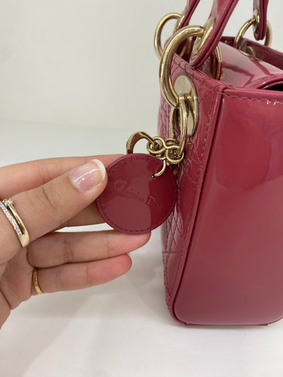 Christian Dior Lady Dior Small Rose Pink Patent