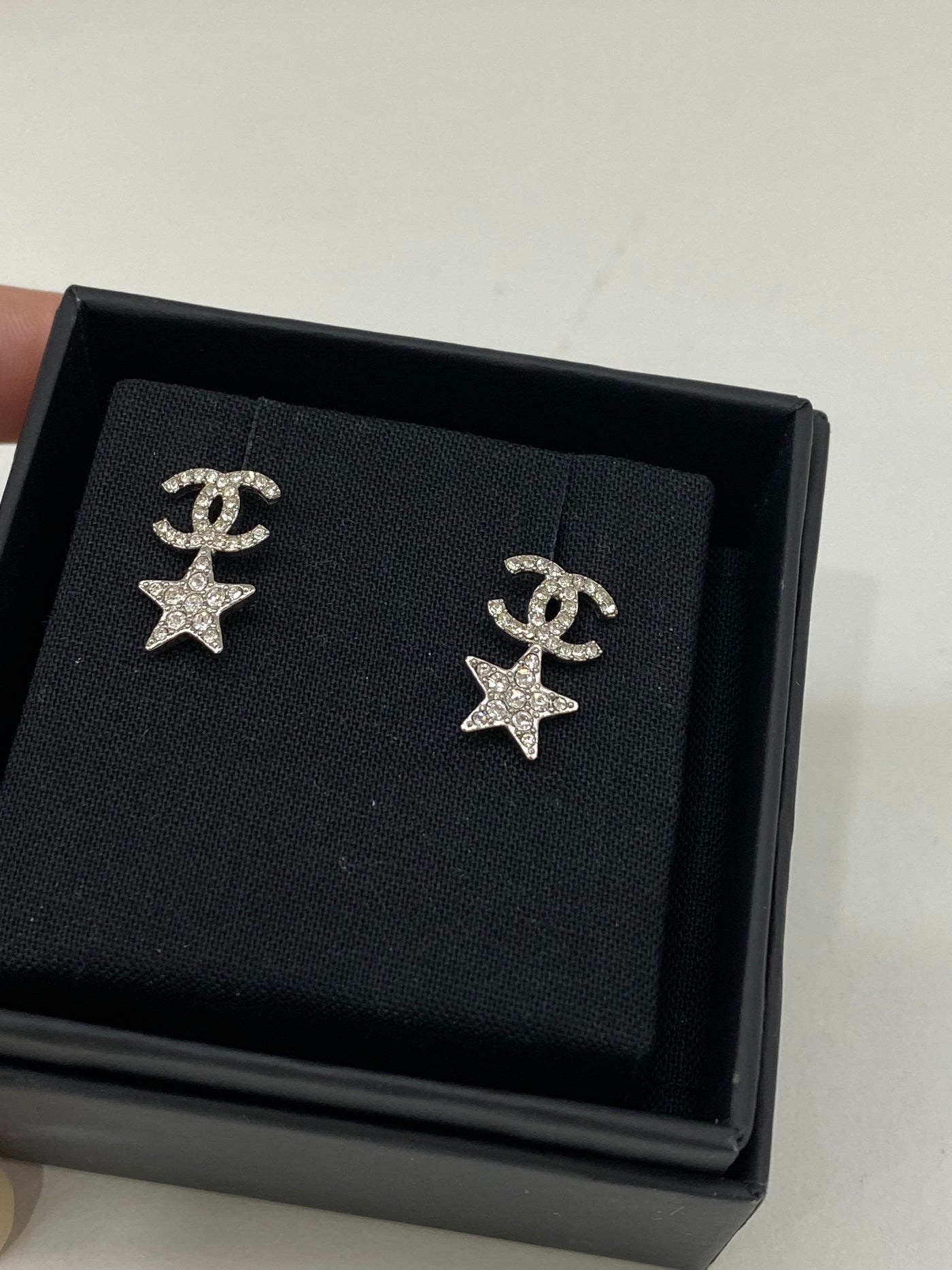 Chanel CC & Star Earrings Silver