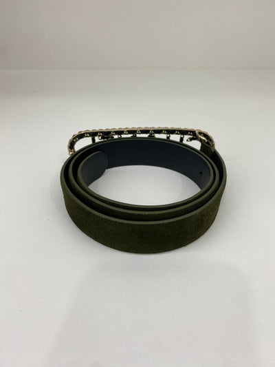 Chanel Belt Black and Velvet Green