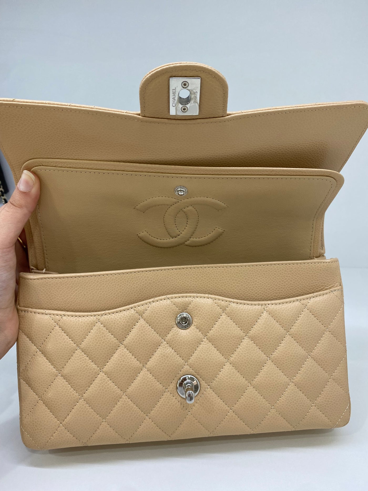 Chanel Classic Flap Medium Beige SHW
