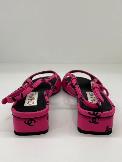 Chanel Slingbacks Pink and Black Size 38C