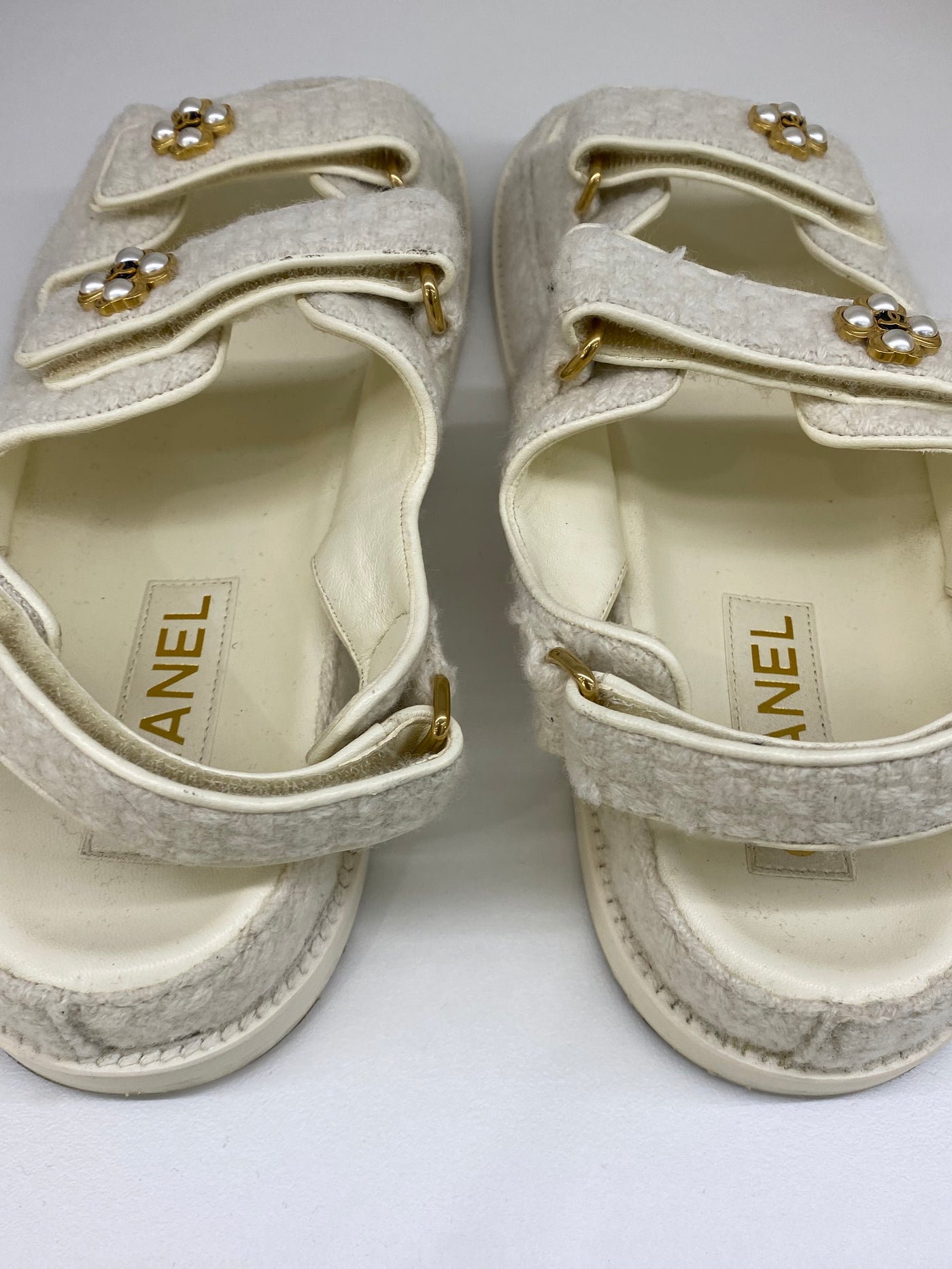 Chanel Dad Sandal Cream Tweed 39C