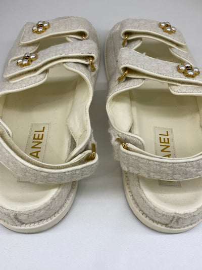 Chanel Dad Sandal Cream Tweed 39C