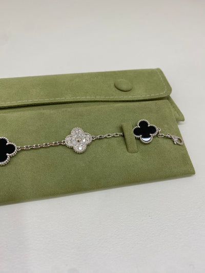 Van Cleef & Arpels 5 Motif Alhambra Bracelet - Onyx & Diamonds