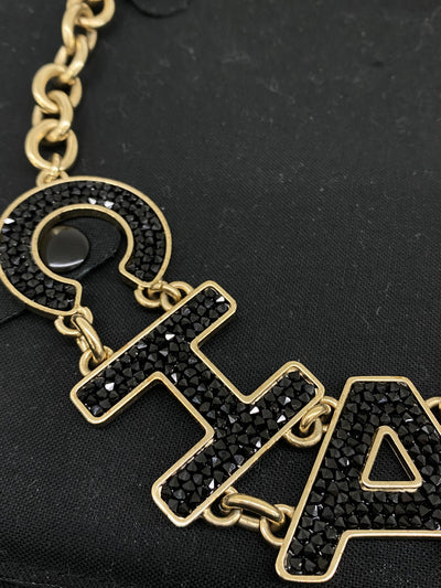 Chanel Black Crystal Chain ‘CHANEL’ Necklace