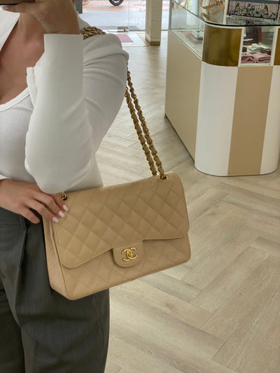 Chanel Classic Flap Jumbo Beige GHW