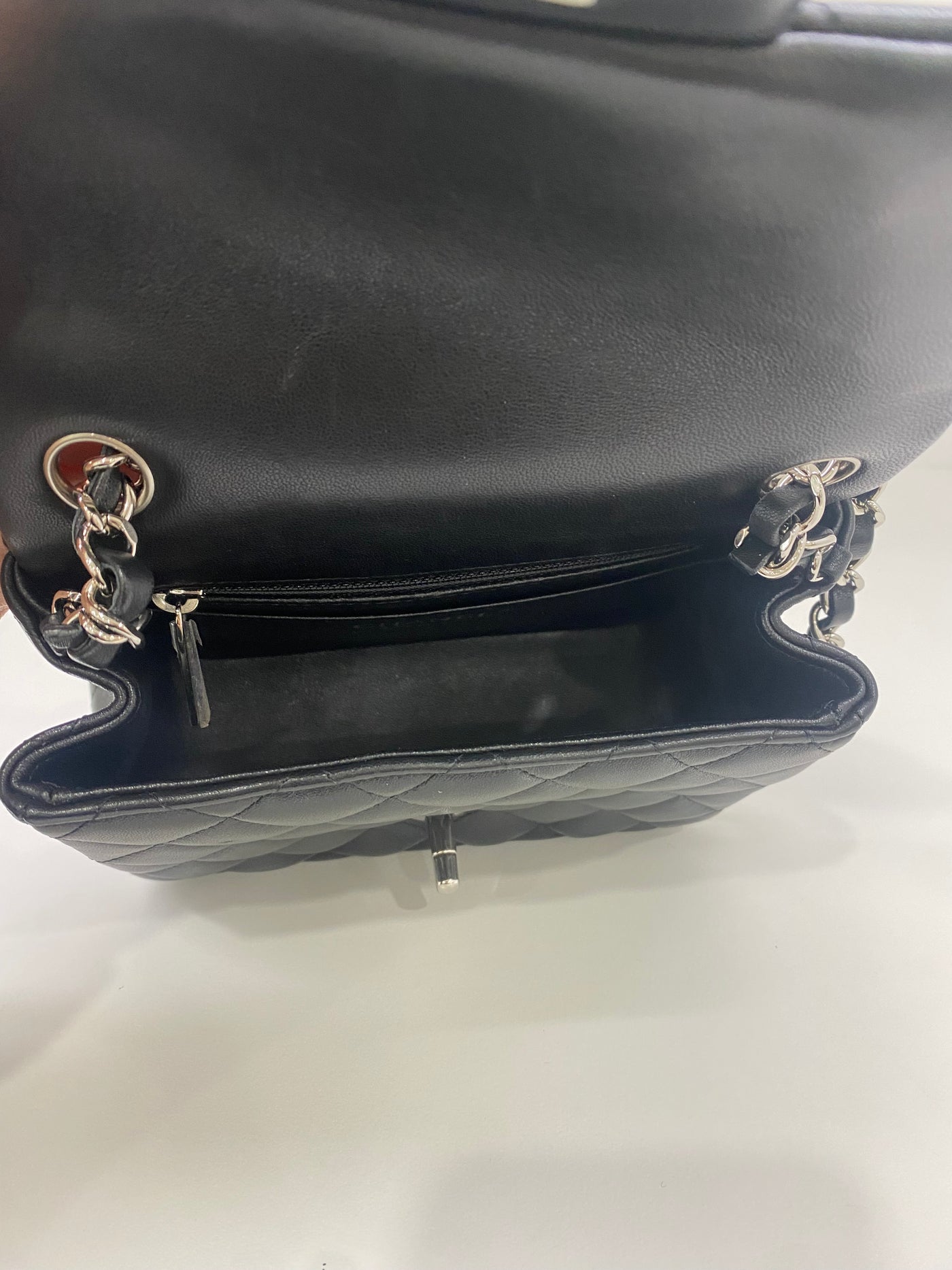 Chanel Mini Square Flap Black Lambskin SHW