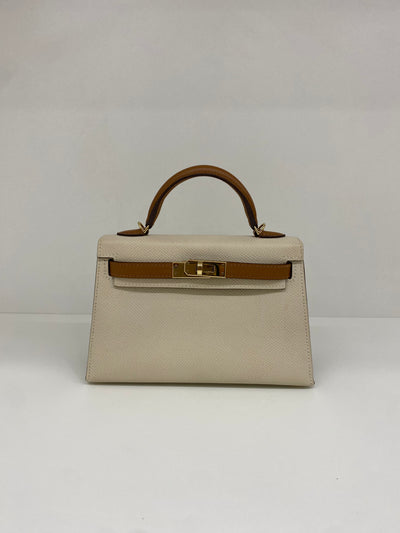 Hermes Mini Kelly Special Order Craie & Biscuit GHW