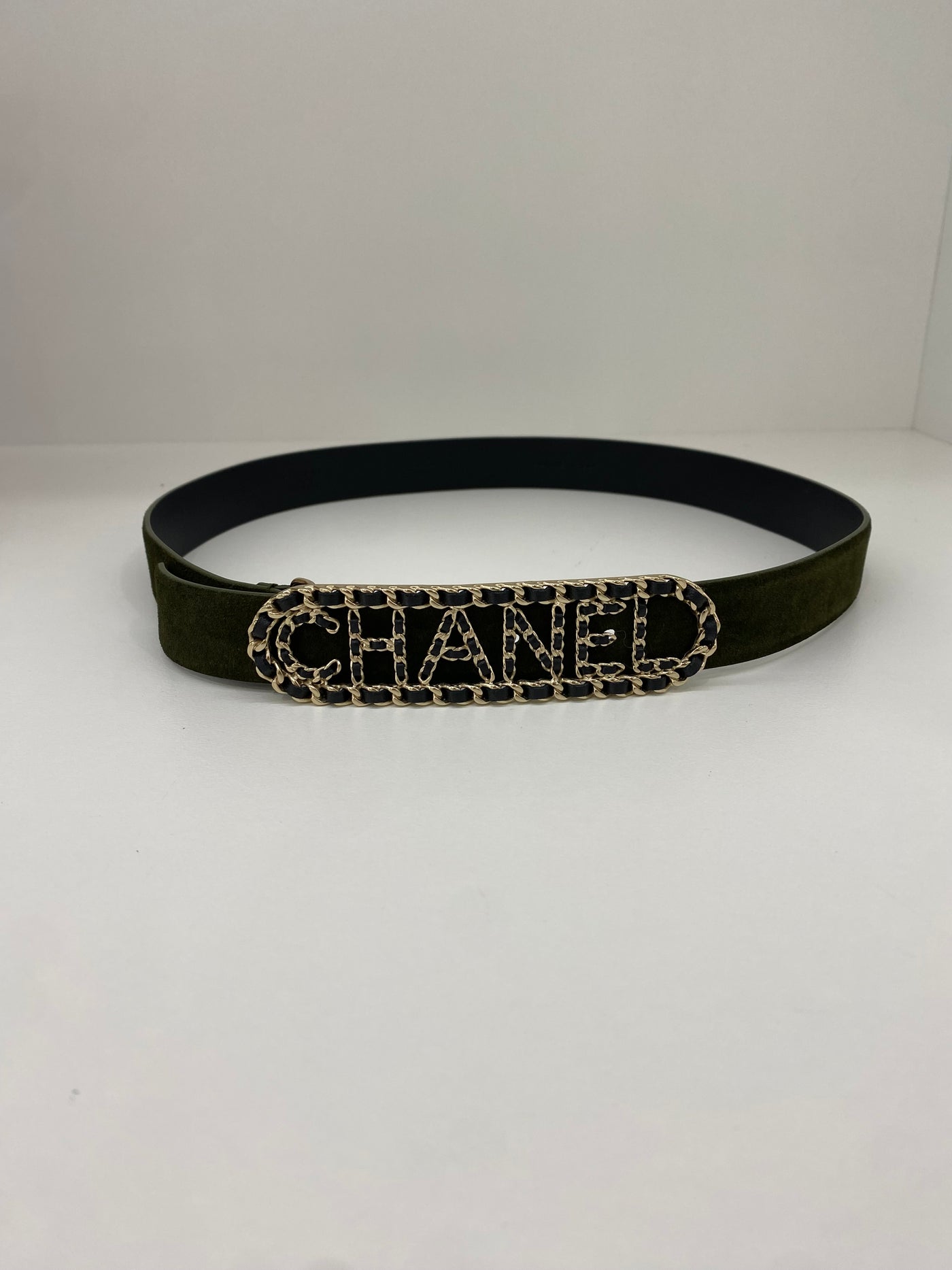 Chanel Belt Black and Velvet Green