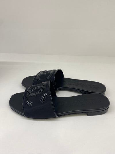 Chanel Black Slides Size 38