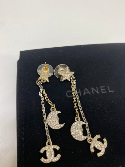 Chanel Diamante Moon and Star Earrings
