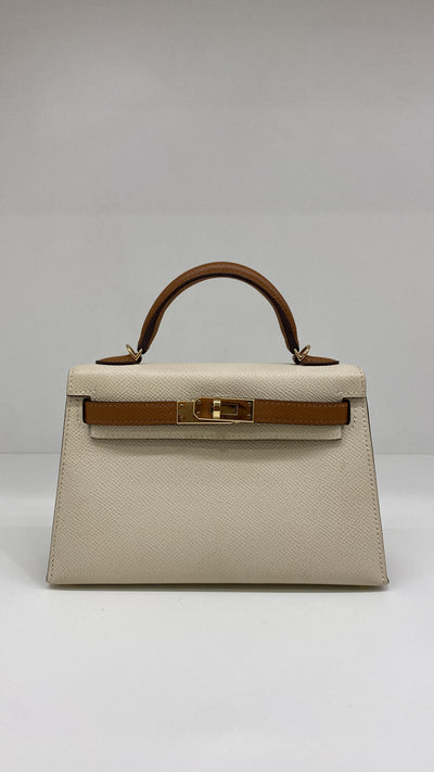 Hermes Mini Kelly Special Order Craie & Biscuit GHW