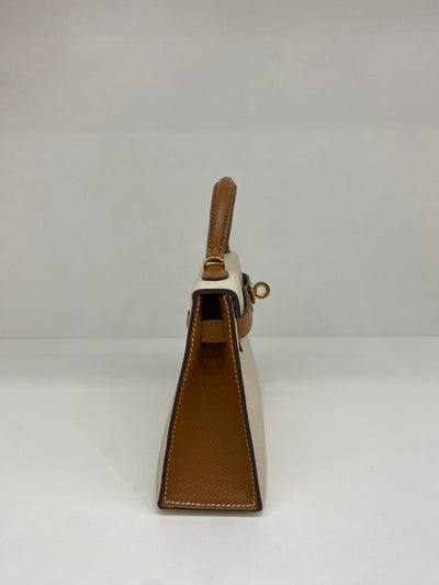 Hermes Mini Kelly Special Order Craie & Biscuit GHW