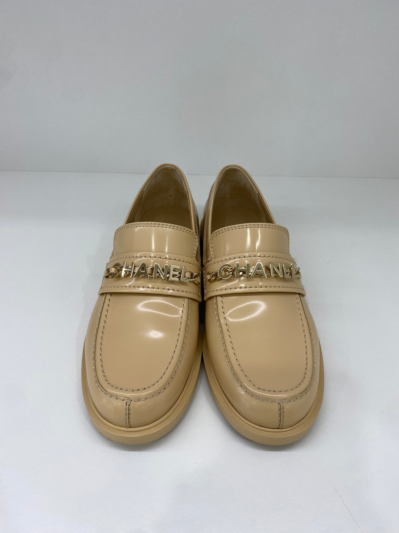 Chanel Beige Leather Moccasians 40C